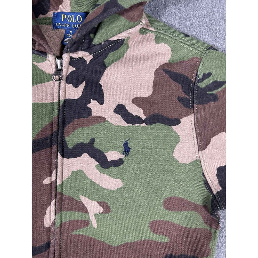 Polo Ralph Lauren Boys Camo Print Full-Zip Hoodie Fleece Size M (10-12) - Picture 4 of 11